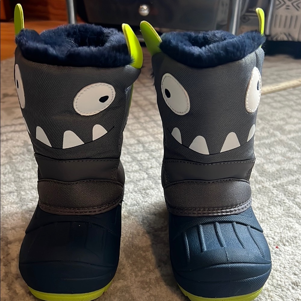 Kids Monster Face Boots - Navy and Gray